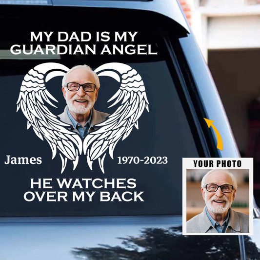 Family - My Dad Mom Grandma Grandpa Is My Guardian Angel - Personalized Decal (HJ)