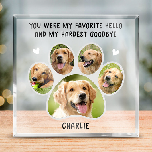 Pet Lovers - You Were My Favorite Hello And My Hardest Goodbye - Personalized Custom Square Shaped Acrylic Plaque