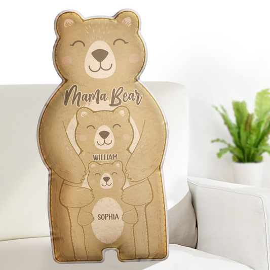 Mother - Mama Bear And Bear Cubs - Personalized Pillow