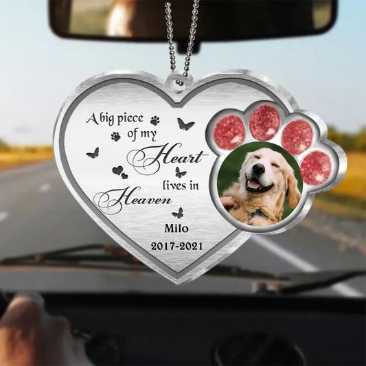 A Big Piece Of My Heart Lives In Heaven - Personalized Car Photo Ornament