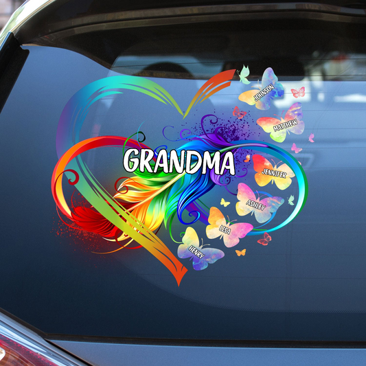 Grandma - Heart Infinity Butterfly - Personalized Decal