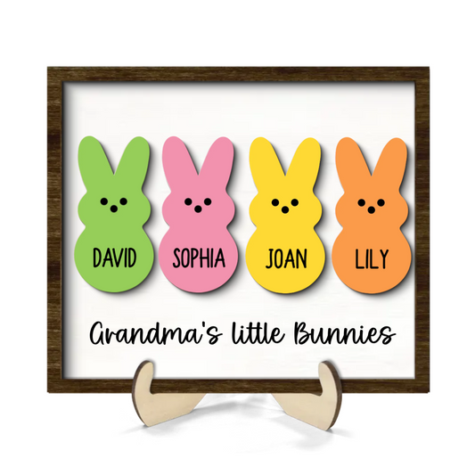 Family- Grandma Mom Little Bunnies - Personalized Wooden Plaque